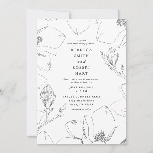 Magnolia Faire-part de mariage 01 (Devant)