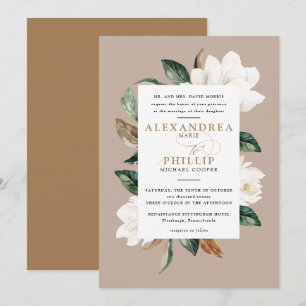 Magnolia Faire-part de mariage Brun roux