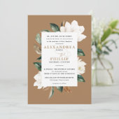 Magnolia Faire-part de mariage | Doré (Debout devant)