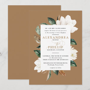 Magnolia Faire-part de mariage Doré