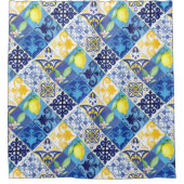 Magnolia fleur marine rideau de douche bleu (Devant)