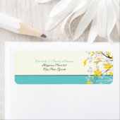 Magnolia fleurs jaune turquoise étiquette mariage (En situation)