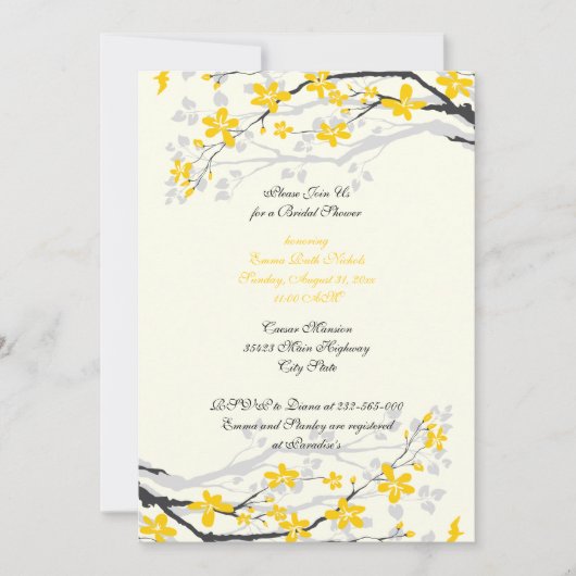 Magnolia fleurs jaunes invitation à la douche nupt (Devant)