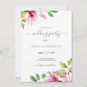 Magnolia fleurs mariage cadre invitation (Devant)
