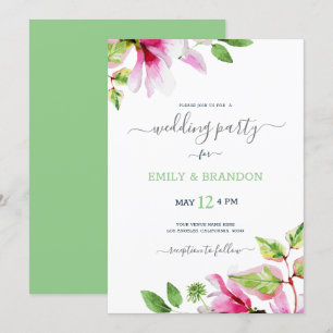 Magnolia fleurs mariage cadre invitation