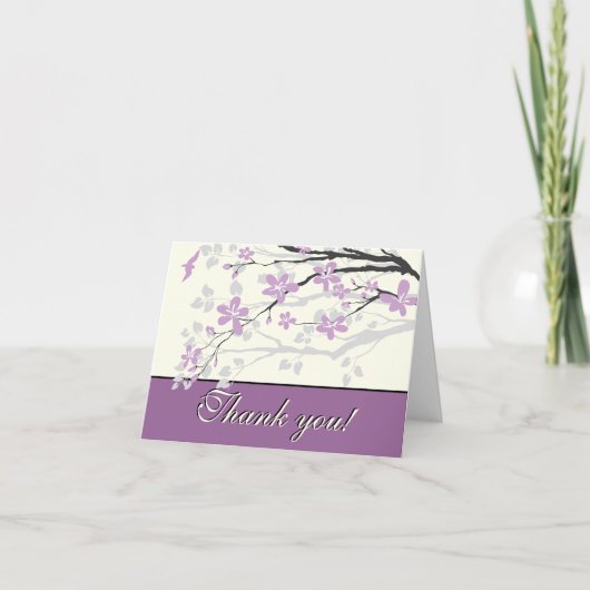 Magnolia fleurs violettes mariage Carte de remerci (Devant)