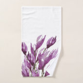 Magnolia Floral Aquarelle Violet Blush (Serviette à main)