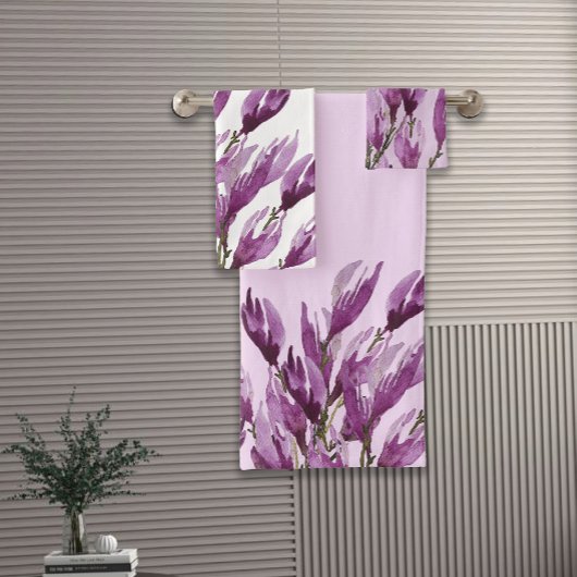 Magnolia Floral Aquarelle Violet Blush