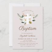 magnolia floral Baptism-uitnodiging Kaart (Voorkant)