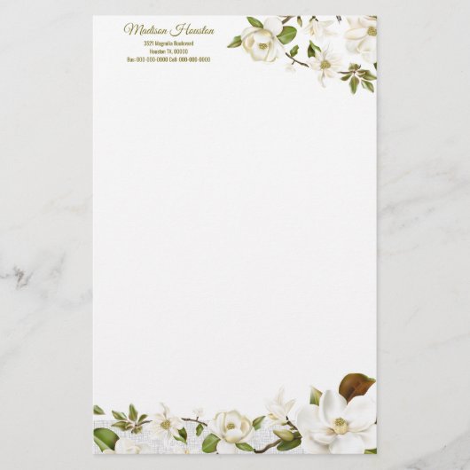 Magnolia Floral Briefpapier (Voorkant)