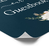 magnolia floral bruiloft guestbook poster (Hoek)