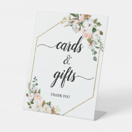 Magnolia Floral Calligraphy Cards & Gifts Wedding Reclamebord Met Voetstuk