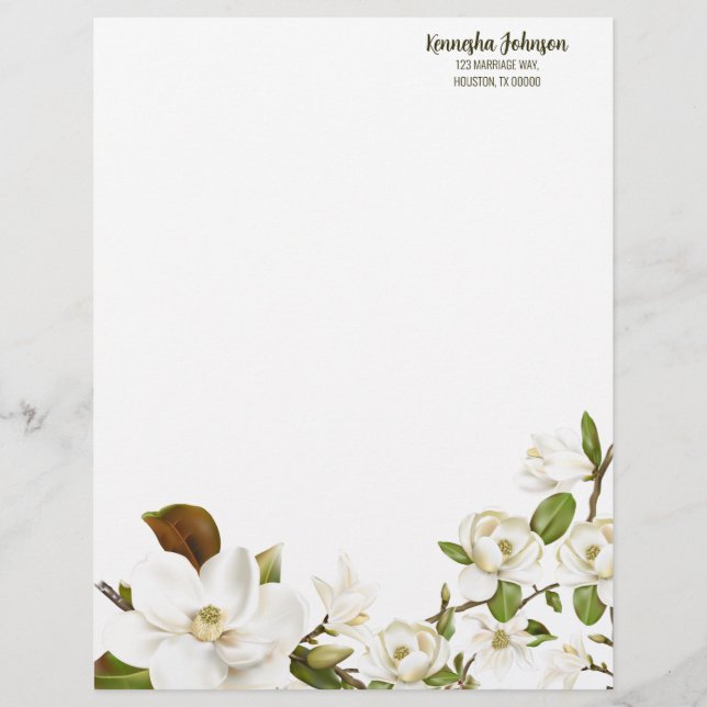 Magnolia Floral Couples Shower Briefhoofd (Voorkant)