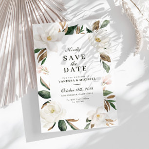 Magnolia floral enregistrer la carte de date