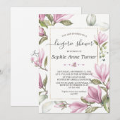 Magnolia Floral Gold Calligraphy Lingerie Shower Kaart (Voorkant / Achterkant)