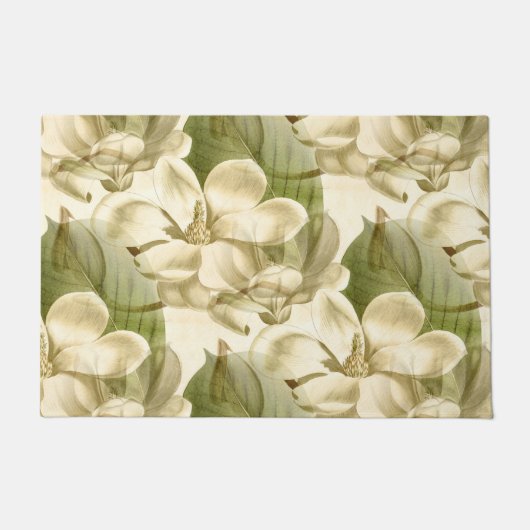 magnolia floral green deurmat (Voorkant)
