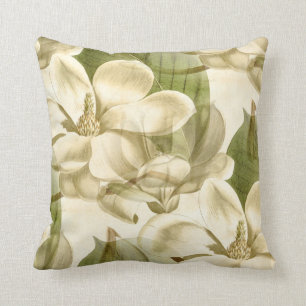 magnolia floral green kussen