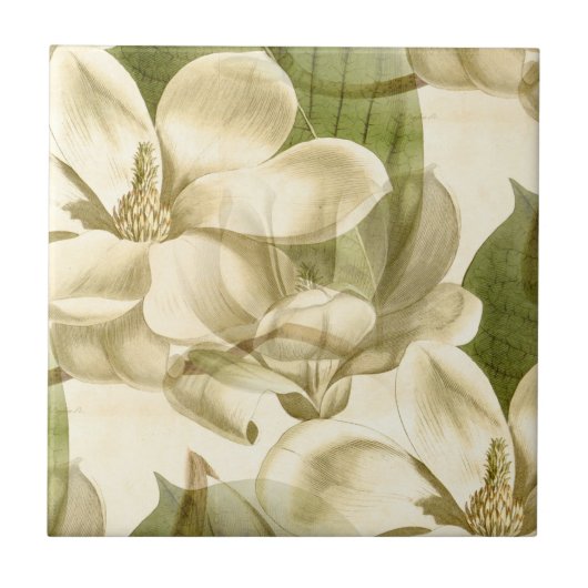 magnolia floral green tegeltje (Voorkant)