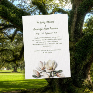 Magnolia Floral Memorial Funeral Service Card Kaart