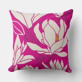 Magnolia floral pattern in fushia kussen