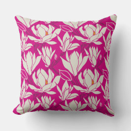 Magnolia floral pattern in fushia kussen