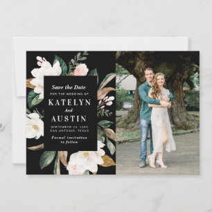 magnolia floral photosave the date card save the date