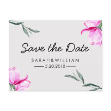Magnolia Floral Waterverf Save The Date Briefkaart