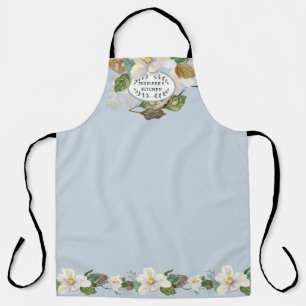 Magnolia Floral Waterverf Stusty Blue Moms Kitchen Schort