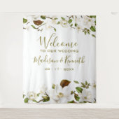 Magnolia Floral Wedding Backdrop Wandkleed (Voorkant)