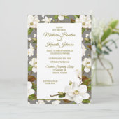 Magnolia Floral Wedding Kaart (Staand voorkant)