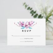 Magnolia Floral Wedding RSVP Kaartje (Staand voorkant)