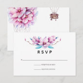 Magnolia Floral Wedding RSVP Kaartje (Voorkant / Achterkant)
