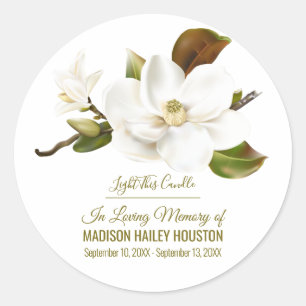 Magnolia Flower Funeral Memorial Ronde Sticker