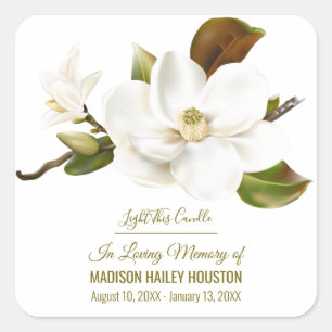 Magnolia Flower Funeral Memorial Vierkante Sticker
