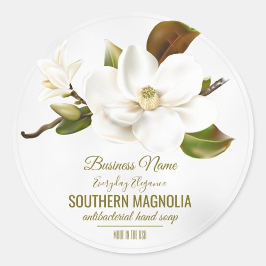 Magnolia Flower Ronde Sticker (Voorkant)