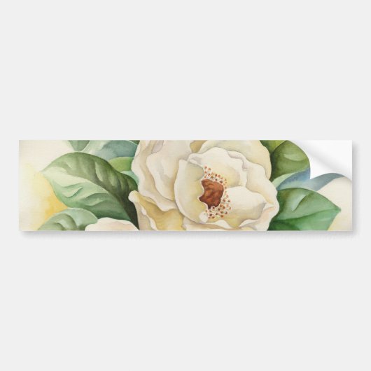 Magnolia Flower Waterverf Panting Bumpersticker (Voorkant)