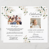 Magnolia Flowers Funeral Service Programme Photo (Devant / Derrière)