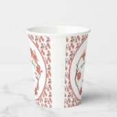 Magnolia Flowers in Coral Vrijgezellenfeest Papieren Bekers (Links)