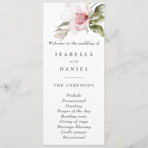 Magnolia Flowers Modern Simple Wedding Programs Programma