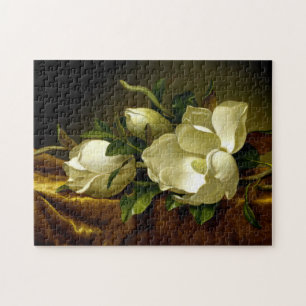 Magnolia Flowers on Gold Velvet Heade Puzzle Legpuzzel