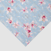 Magnolia Flowers on Soft Blue and Silver Damask Tissuepapier (Detail)