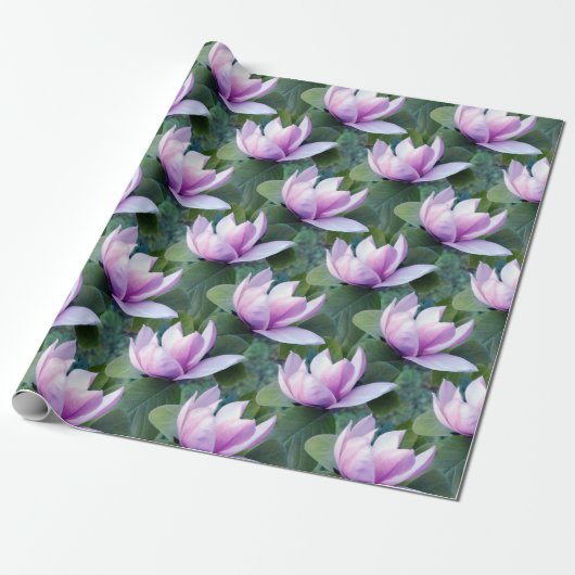 Magnolia Flowers Pattern Cadeaupapier (Uitgerold)