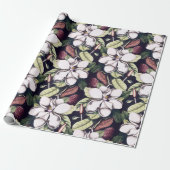 Magnolia Flowers Pattern Cadeaupapier (Uitgerold)