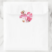 MAGNOLIA FLOWERS ROND CUSTOM NAME STICKER (Tas)
