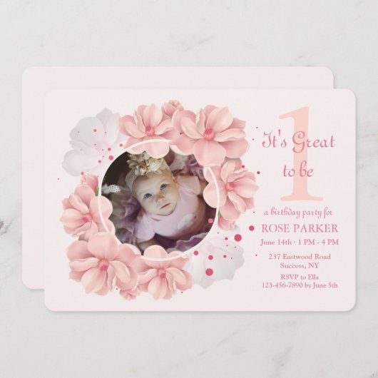 Magnolia Frame Photo Invitation (Devant / Derrière)