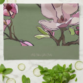 Magnolia geschilderde keukenhanddoek (Gevouwen)