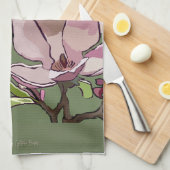 Magnolia geschilderde keukenhanddoek (Quarter Fold)