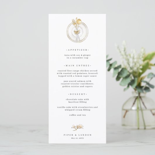 Magnolia Gold Table Setting Wedding Menu (Staand voorkant)