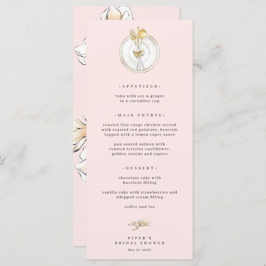 Magnolia Gold Tafel Instelling Trouwmenu Menu (Voorkant / Achterkant)