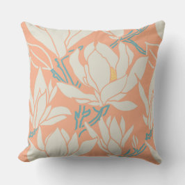 Magnolia graphic in peach pattern kussen
